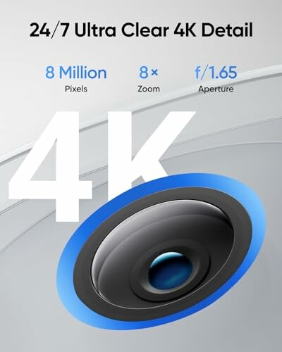 4K camera specs with 8 million pixels and 8x zoom.