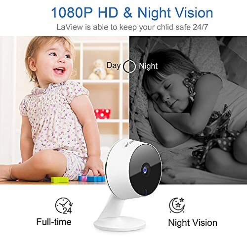 LaView security camera with day and night vision for child safety.