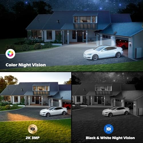 Comparison of color and black-and-white night vision for home security.