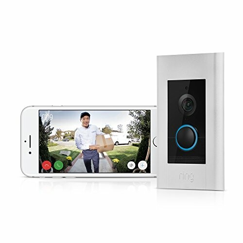 Video doorbell with smartphone displaying a delivery person